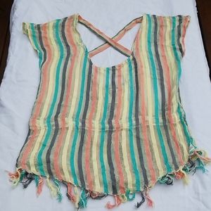 Billabong Loose Knit Striped Beach Top